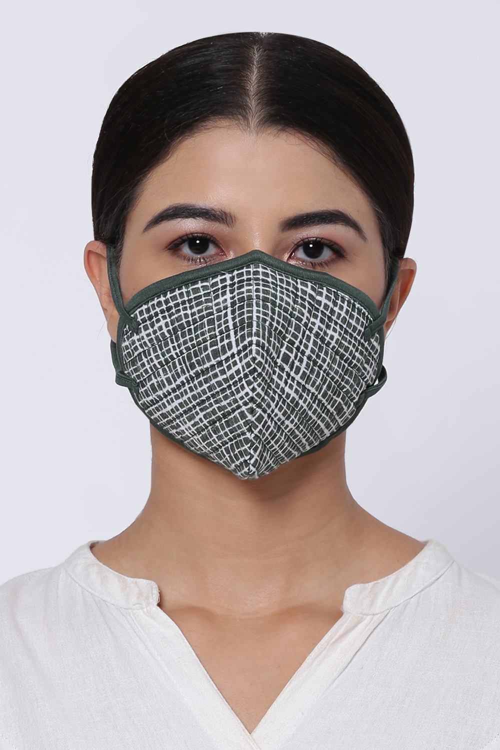 Multicolored Cotton Flax Printed Face Mask image number 0